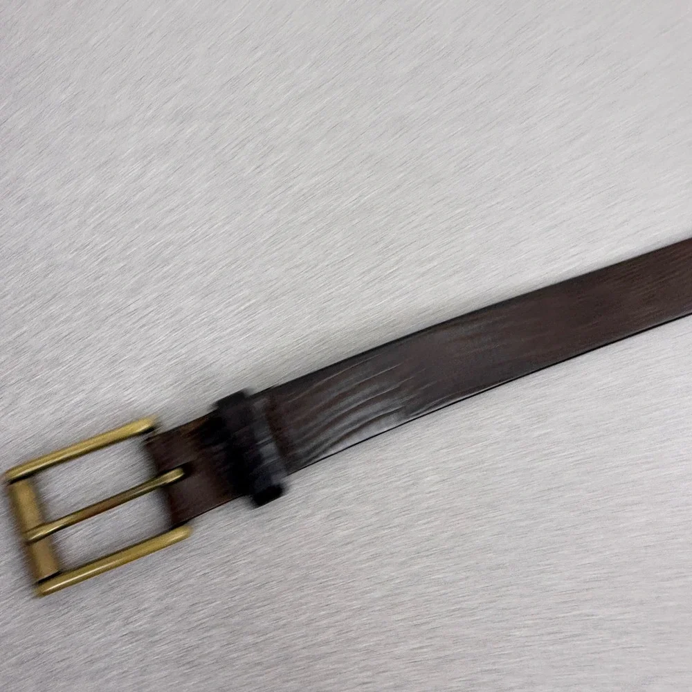 Banana Republic Belt Mens Size 36 Dark Brown Embossed Leather Brass Buckle 1.25